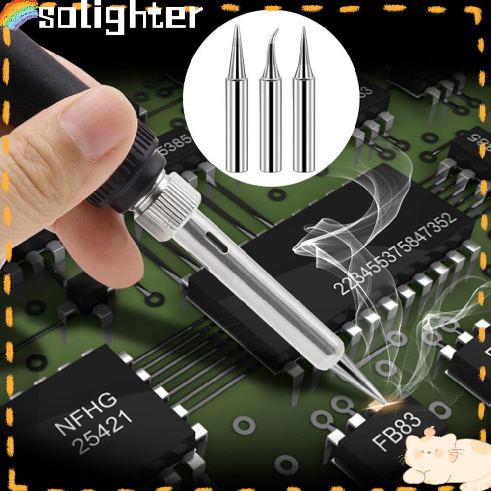 Solighter 17pcs/set Soldering Iron Tips Kepala Las Listrik Kepala Las Satu Kata Awalan Bebas Timah