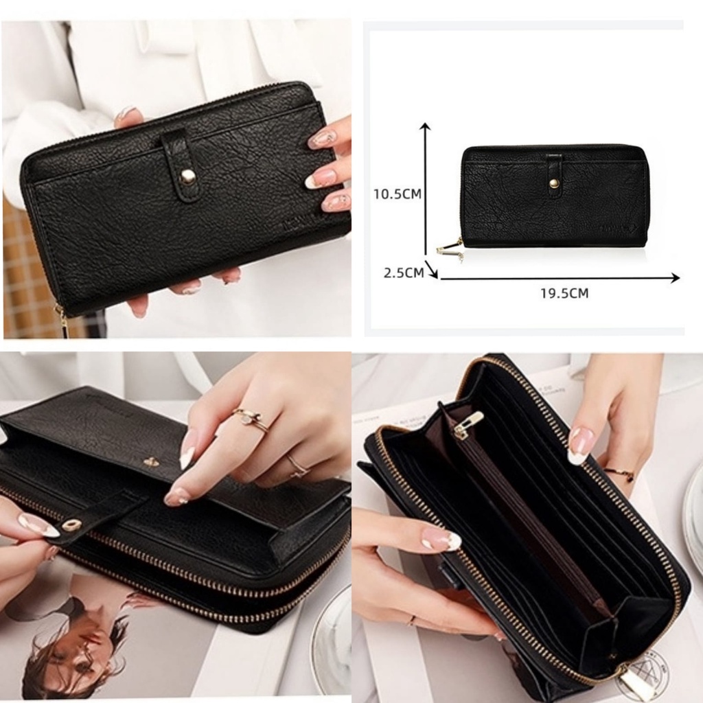 DOMPET PANJANG WANITA BRANDED KOREA RESLETING MUAT HP IMPORT KULIT JERUK FUJARA KEKINIAN SIMPLE BATAM MURAH KARTU UANG KOIN CEWEK REMAJA PREMIUM