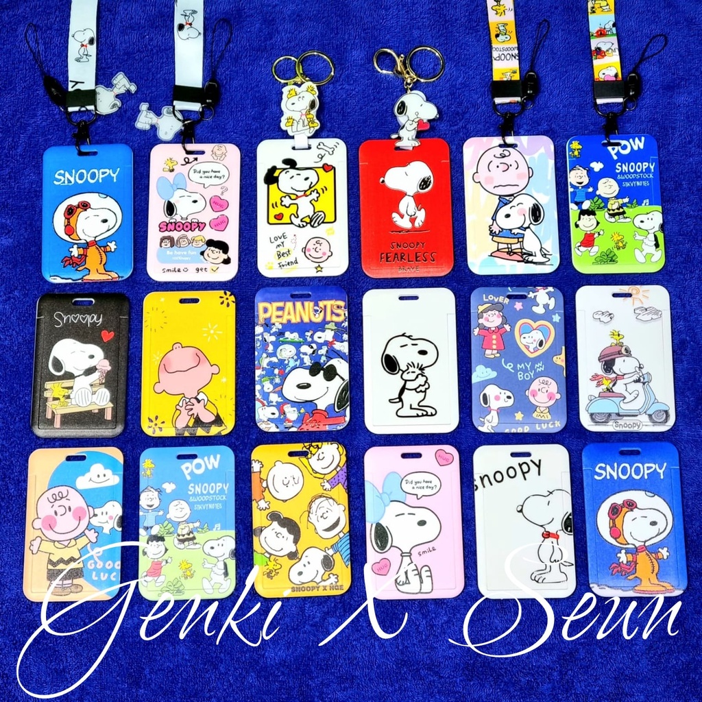 Tempat kartu ID card holder name tag holder karakter snoopy bahan hardcase