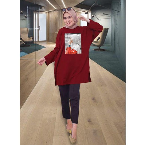 BLOUSE LENGAN PANJANG LD 130CM DTF HIJAB RED