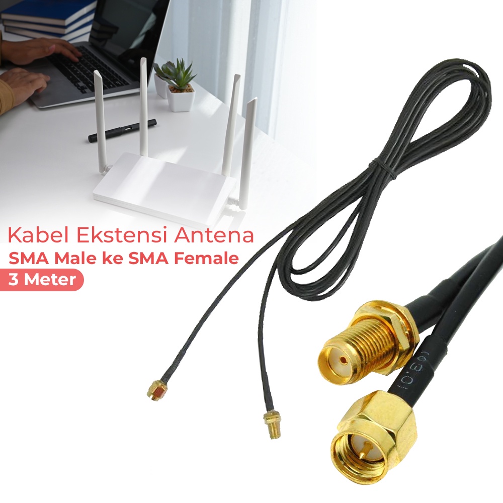 Kabel Ekstensi Antena SMA Male ke SMA Female 3 Meter