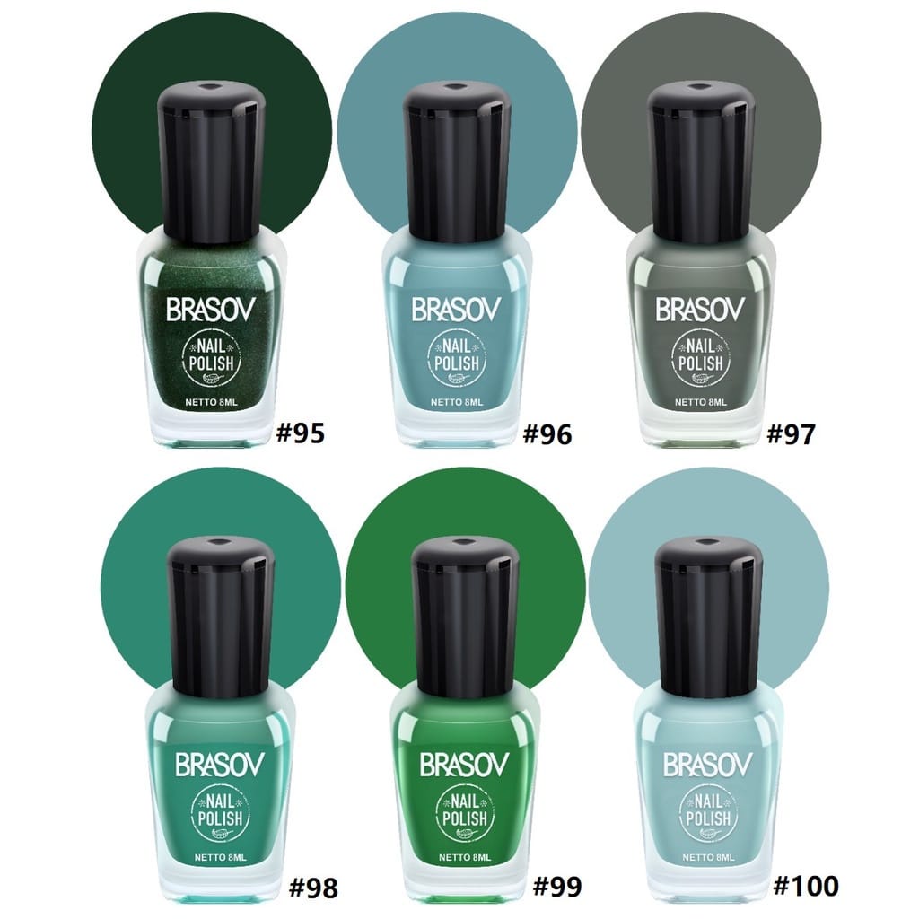 [Per Botol] Kutek BRASOV Seri Hijau / Nail Polish Green Series