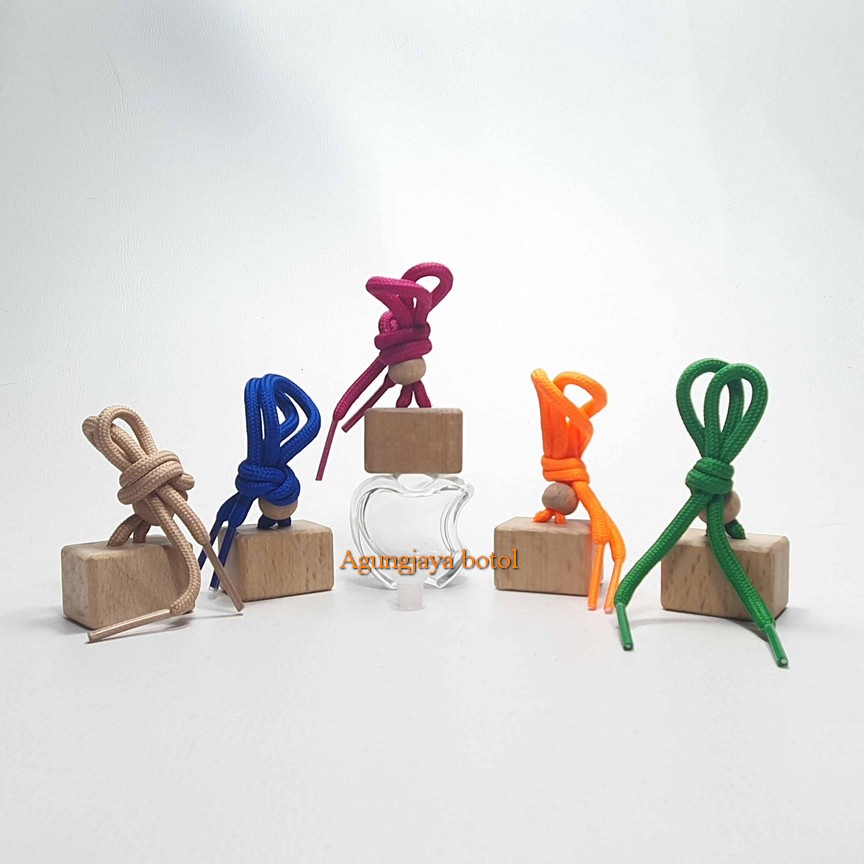 Botol Kaca Parfum Gantung 5 Ml Apel Tutup Kayu Kotak / Botol Kaca / Botol Kaca Parfum / Botol Parfum