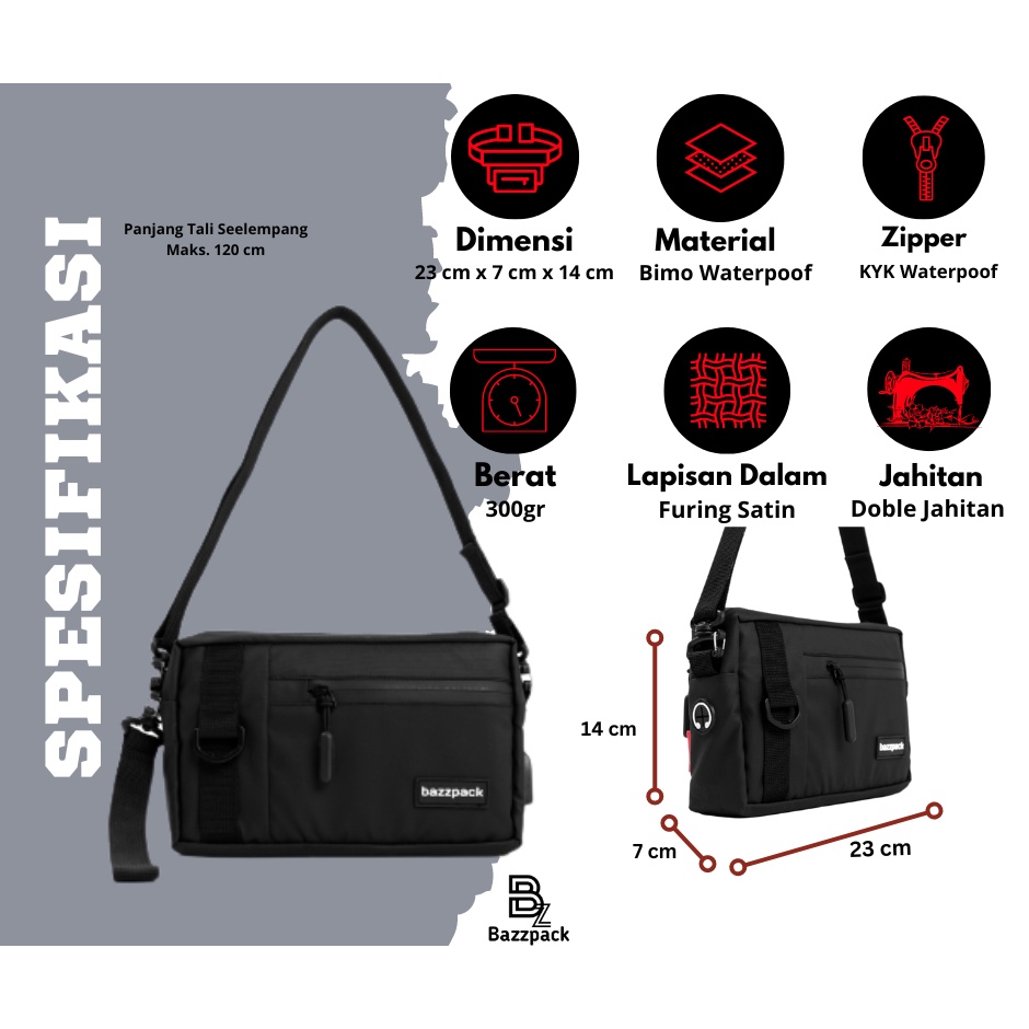 Bazzpack - Lucky Tas Slempang original Bazzpack waterproof ( clutchbag/handbag )