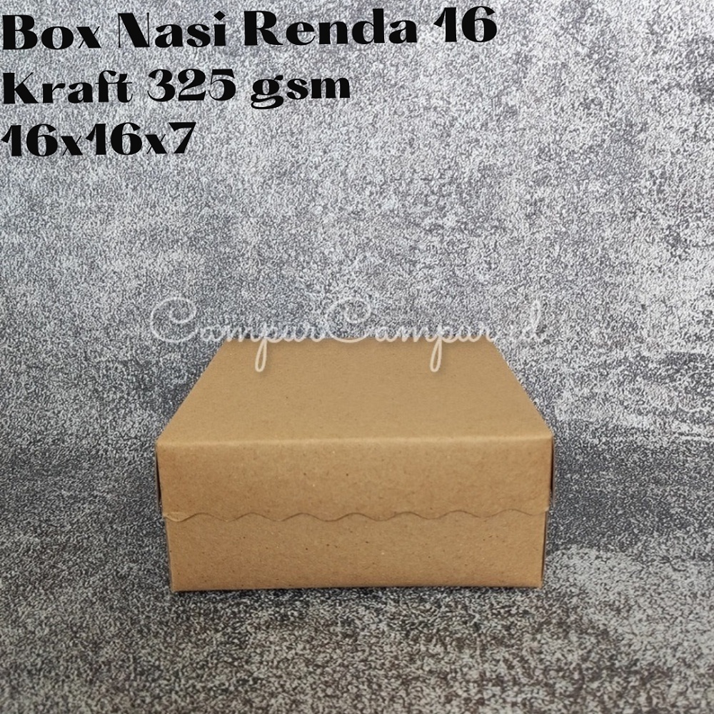 

Dus Box Kotak Nasi Kraft Coklat Renda 16x16x7 Box Kue Bolu Cupcake