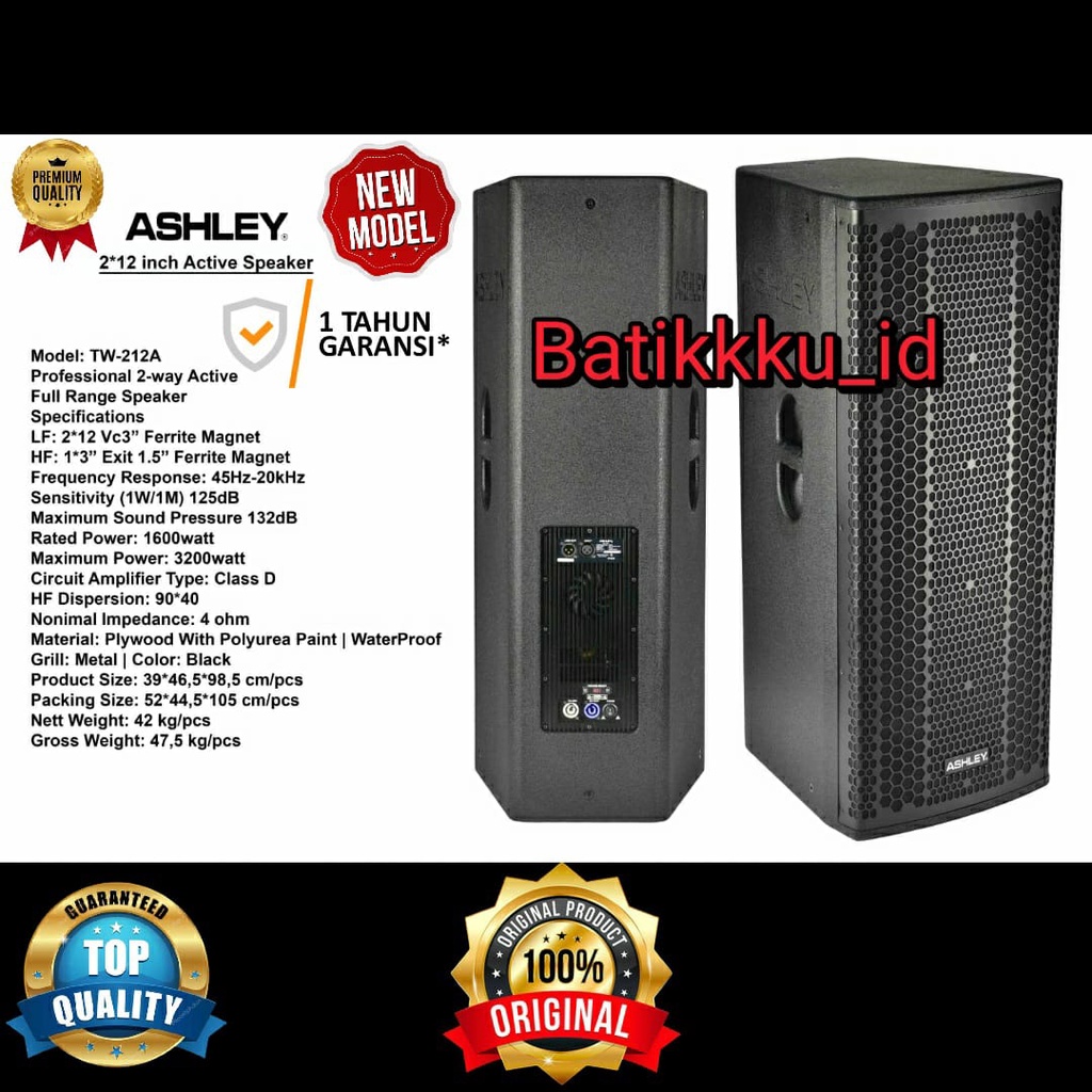 Speaker Aktif ASHLEY TW 212 A TW212A TW 212A TW212 ORIGINAL 2 X 12 INCH