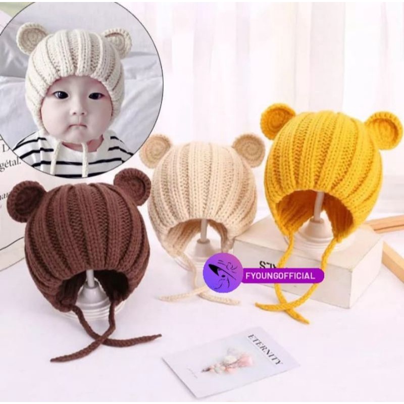 KUPLUK RAJUT BAYI KUPING BEAR ADA TALI/KUPLUK BAYI RAJUT BEAR TALI