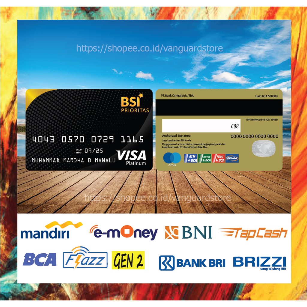 KARTU E MONEY E TOLL KARTU BSI VISA PLATINUM 1 DEBIT CREDIT EMONEY MANDIRI FLAZZ BCA BNI TAPCASH BRIZZI BRI - 2 SISI