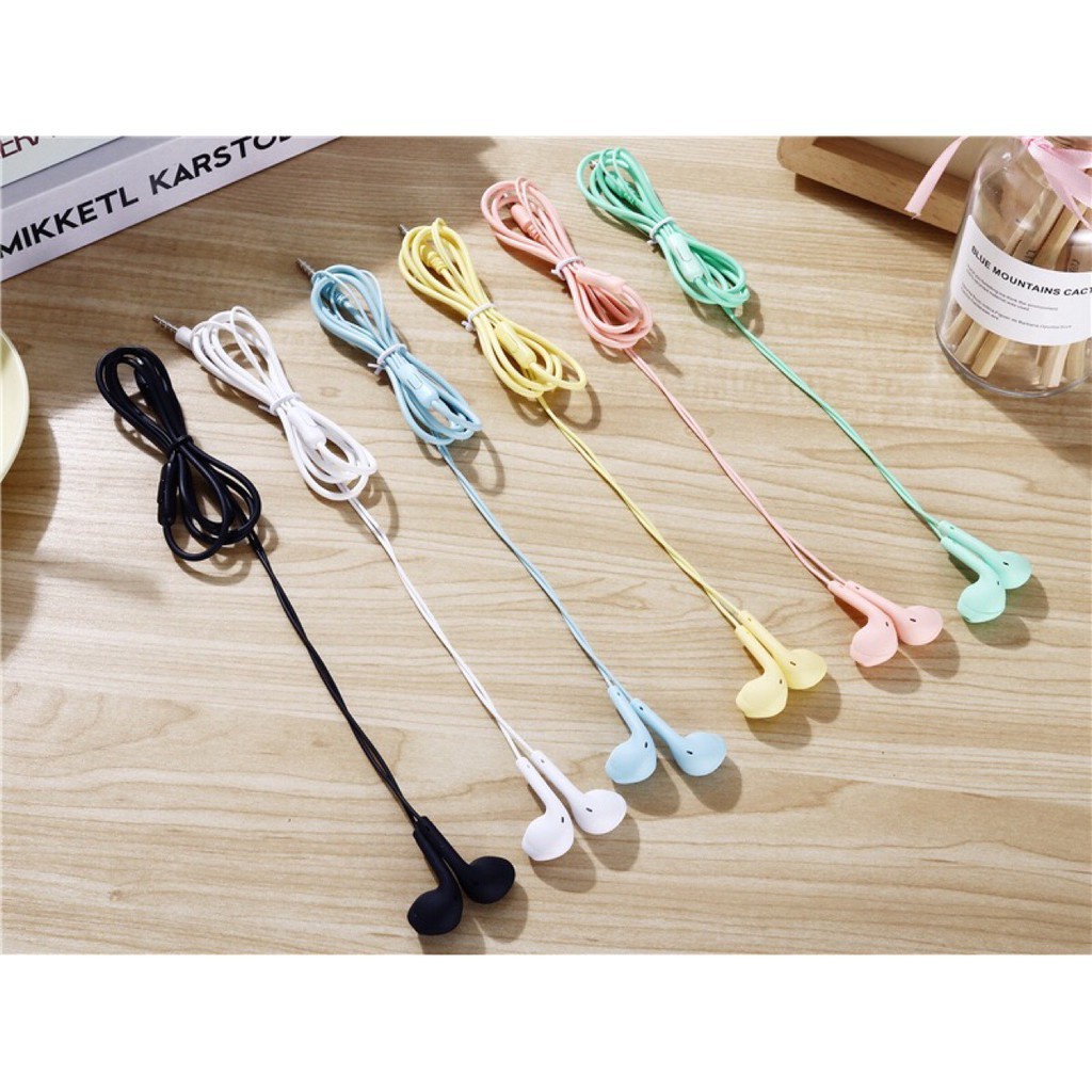 HEADSET MACARON U19 Hifi Stereo Extra Bass Handsfree Matte Colorfull Earphone Jack With Mic microphone