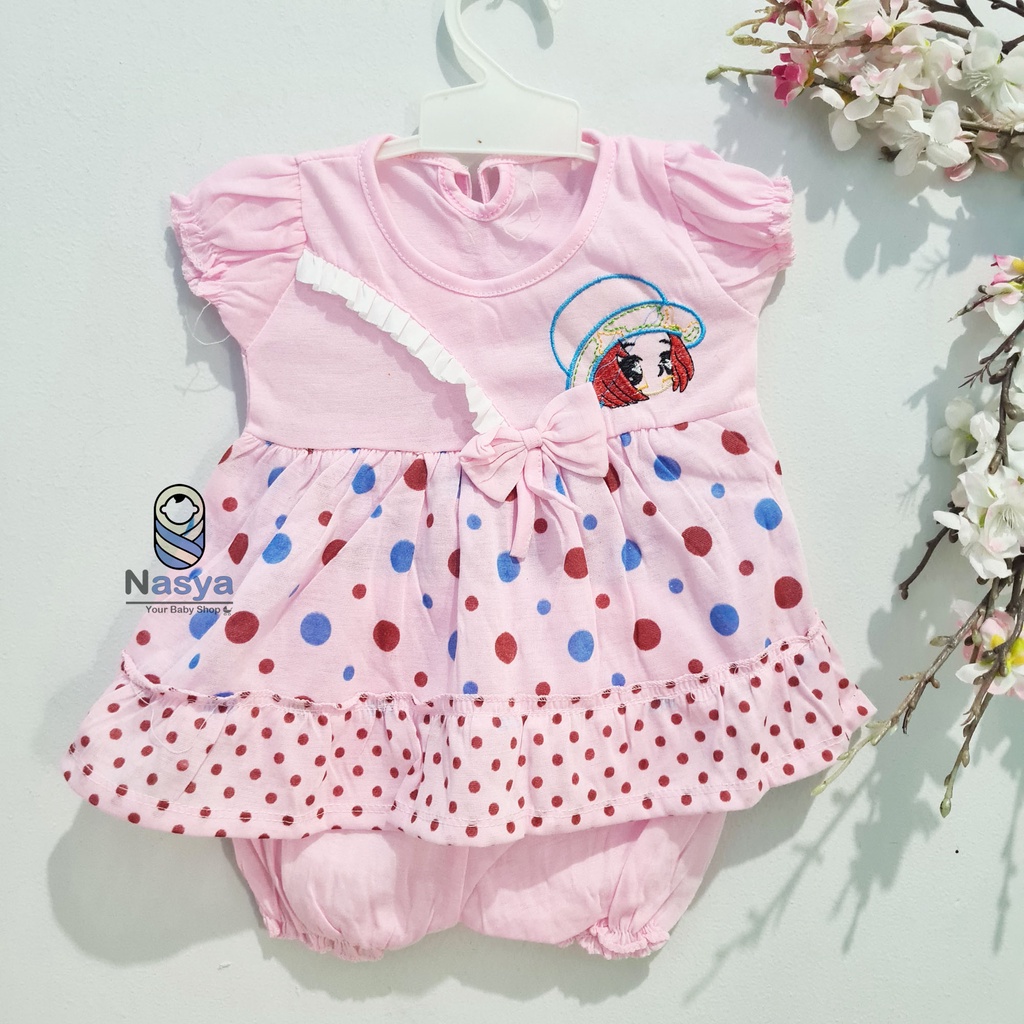 [N-067] TERBARU ! Setelan Baju Bayi Perempuan Motif Bergambar - Naomi (3-6 bulan)