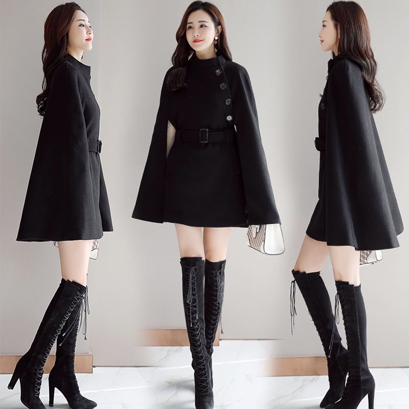 COAT CAPE WOOL WANITA KOREA