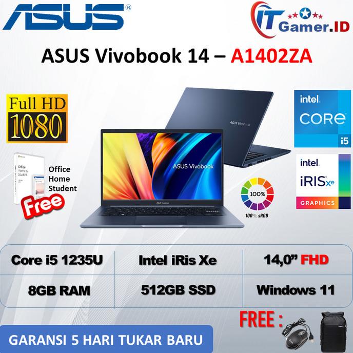 READY TERLARIS LAPTOP Asus Vivobook Core i5 RAM 8GB 512SSD Iris Xe