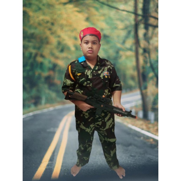 army costume (kostum tentara loreng)