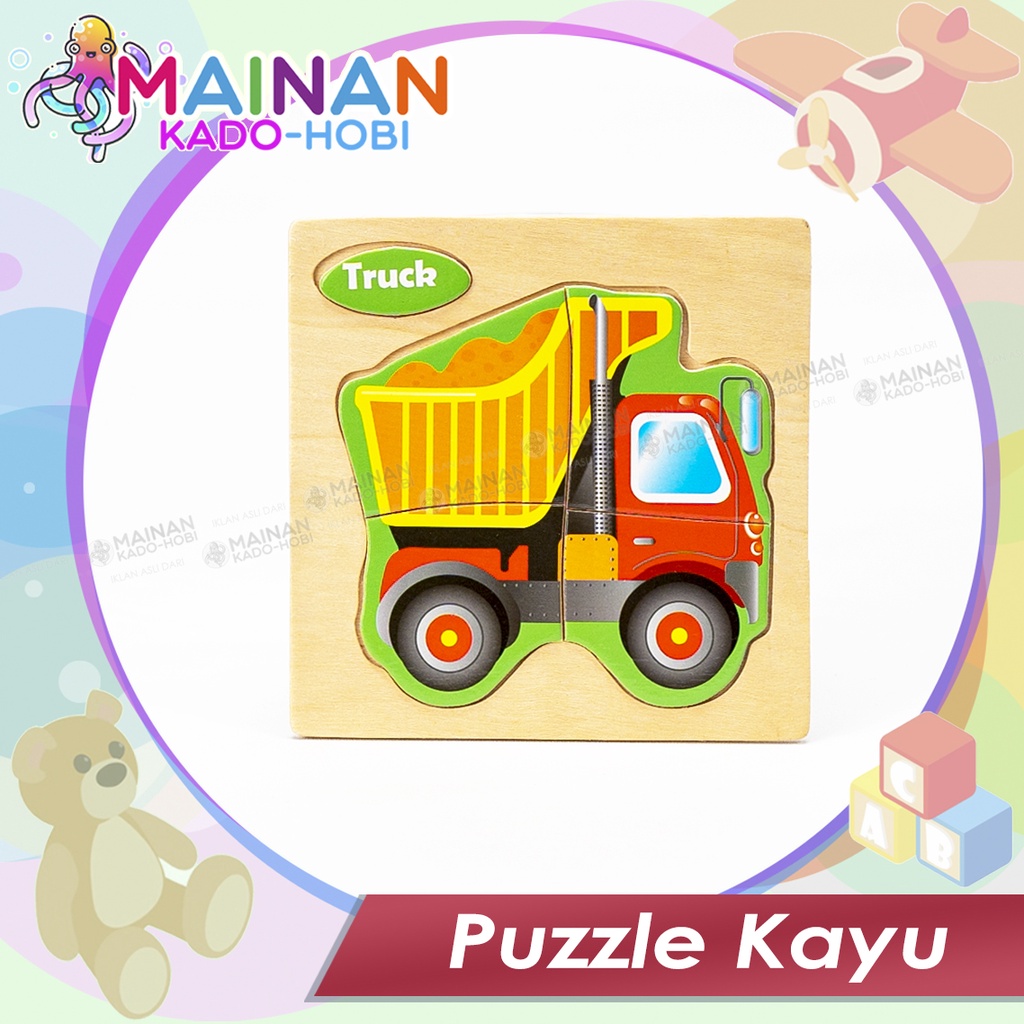 MAINAN EDUKASI ANAK PUZZLE KAYU TRANSPORTASI KONSTRUKSI TRUK