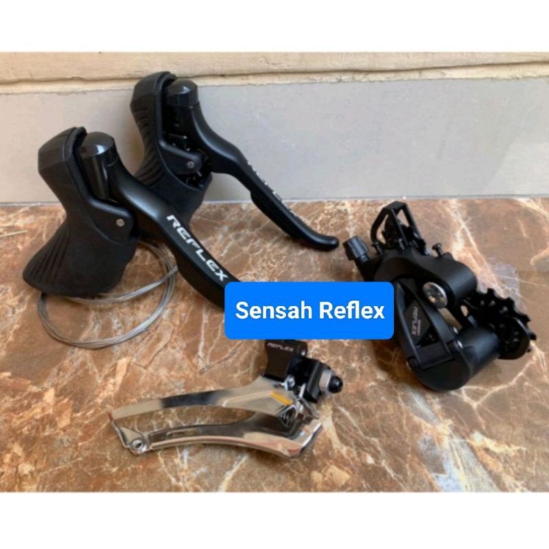 Groupset Sensah Reflex 2 x 8 speed Brifter FD RD kabel dalam sepeda Roadbike