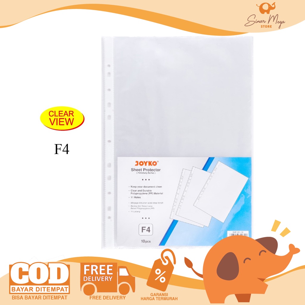 

Joyko Sheet Protector SHP-201-10 F4 Folio isi 10 Pcs / Pelindung Kertas Murah Berkualitas /PP Pocket