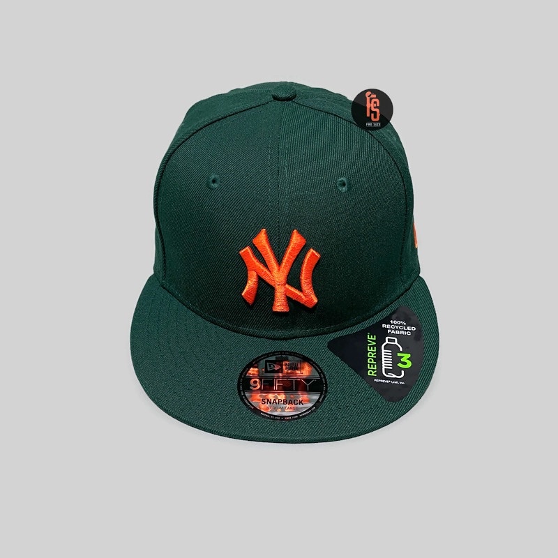 TOPI NEW ERA ORIGINAL 950 REPREVE NEW YORK YANKEES DARK GREEN ORANGE