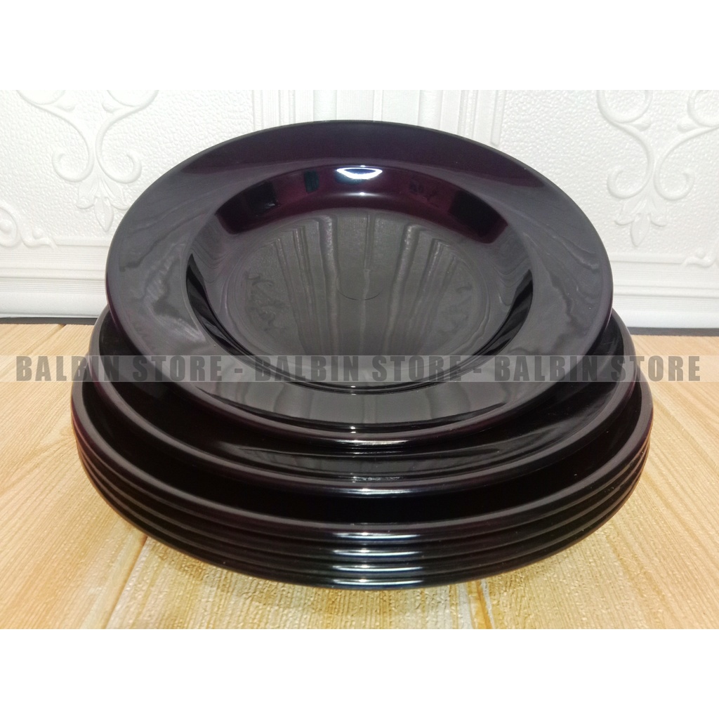 6 PCS / 3 PCS PIRING MELAMINE DIAMETER 23. UK 9.INCH WARNA HITAM KUALITAS TEBAL TAHAN PANAS - S.N.I. FOOD GRADE