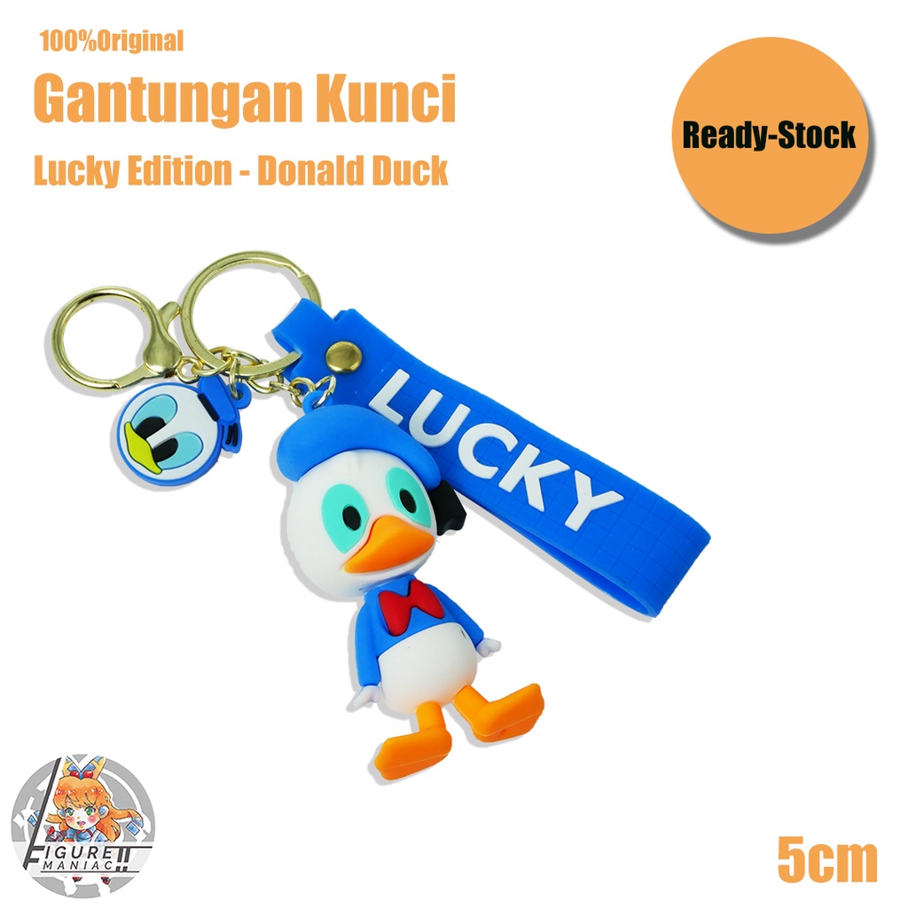 Figure Maniac - Gantungan Kunci Mickey Mouse Lucky 3D Edition 7 cm Premium Import Donald Duck Bebek Gantungan Kunci Lucu Gantungan Kunci Cute