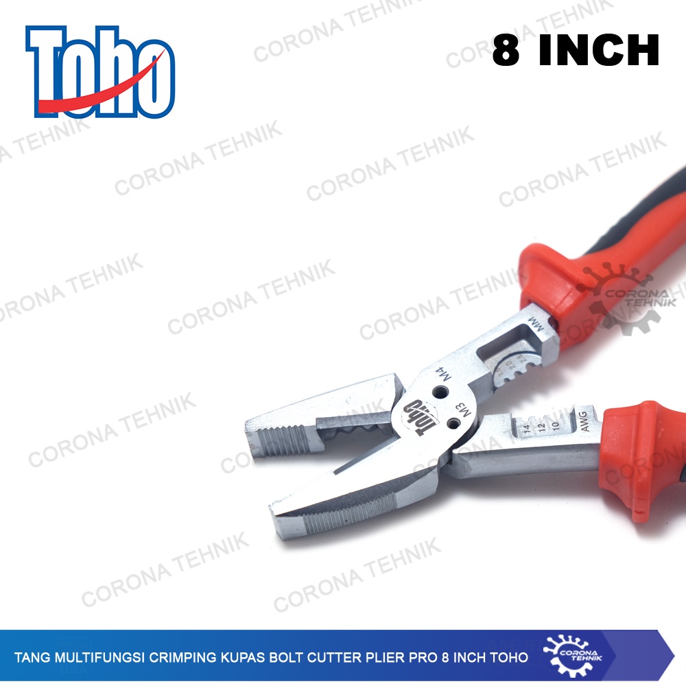 Bolt Cutter Plier Pro 8 Inch Toho Tang Multifungsi Crimping Kupas