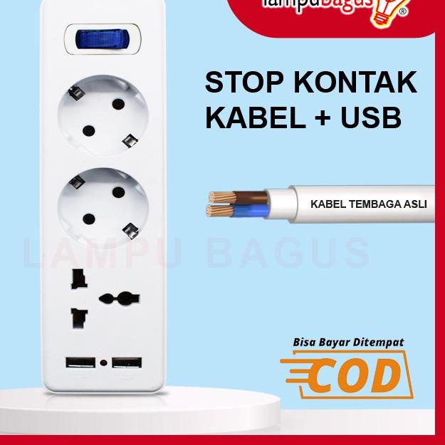 Terbaik.. Stop  Kabel 2 Lubang + Colokan kaki 3 / Stop  Usb