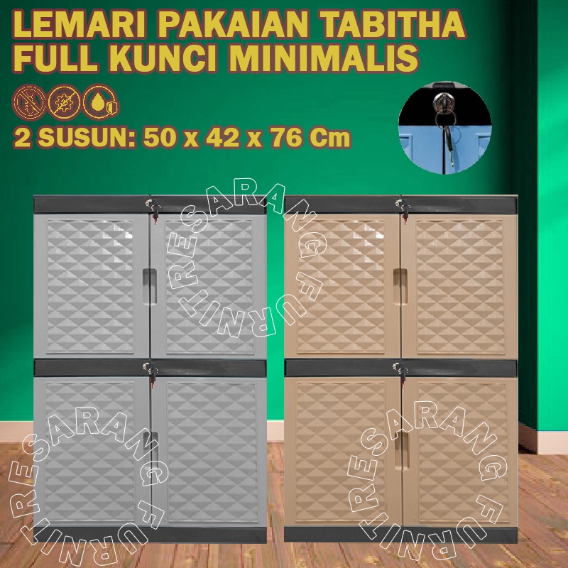 FULL KUNCI LEMARI PAKAIAN PLASTIK FULL KUNCI 2 SUSUN LEMARI TABITHA PENGUNCIAN TABITHA 2 SUSUN