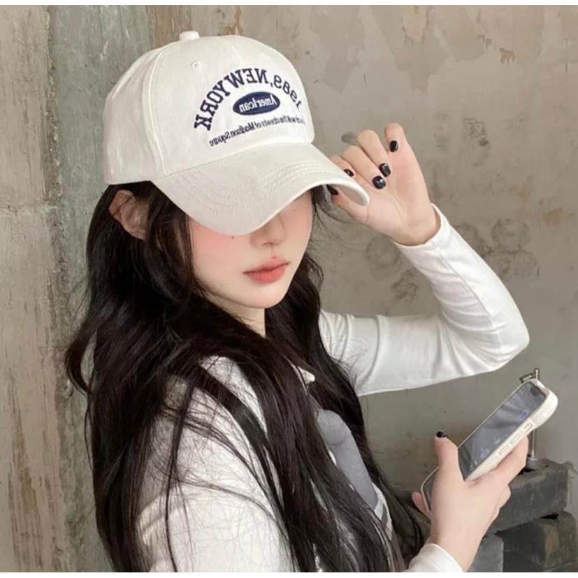 Best Seller - Topi Unisex Cap Hat Cotton Material Bordir Brooklyn Baseball / Baseball Cap Korea Trendy - COD-ny America Putih
