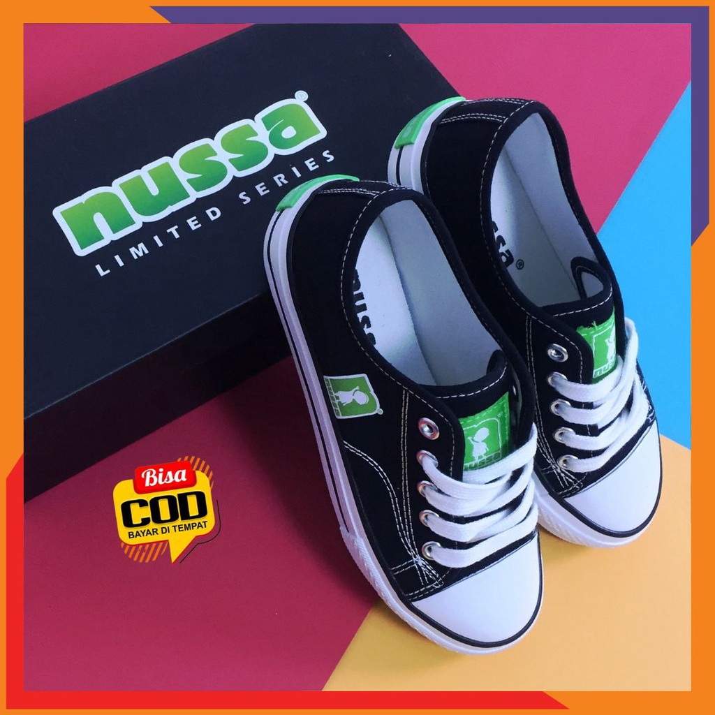Sepatu Sneakers Anak Laki Laki Perempuan Warna Hitam Nussa Official Kids 008 Spatu Sneaker Sports Ca