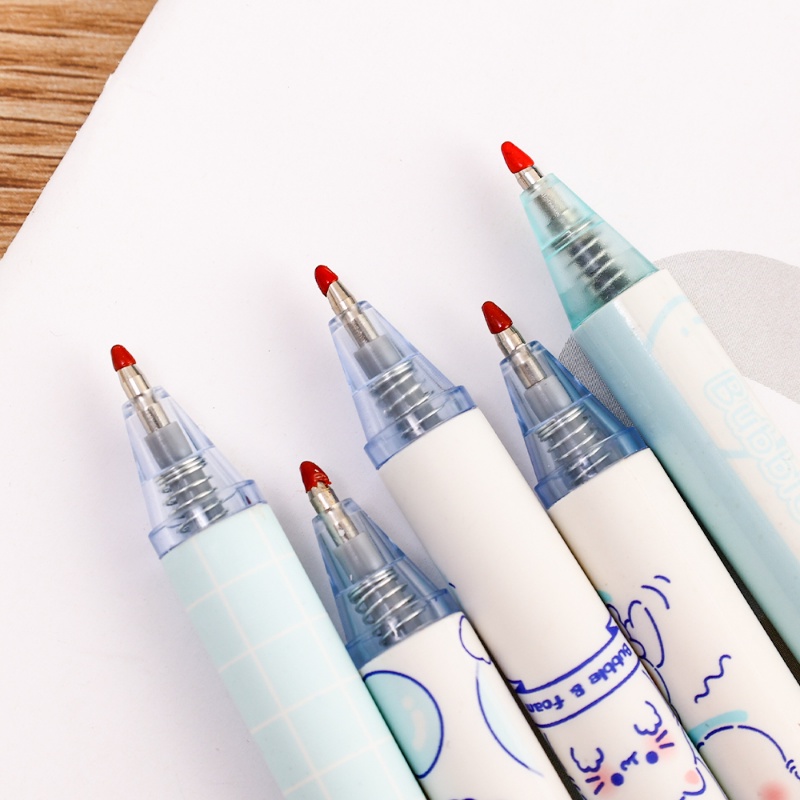 Pola Biru Langit Kartun Lucu Press Pen 0.5mm Hitam Gel Pulpen Sekolah Kantor Tulis Perlengkapan Alat Tulis