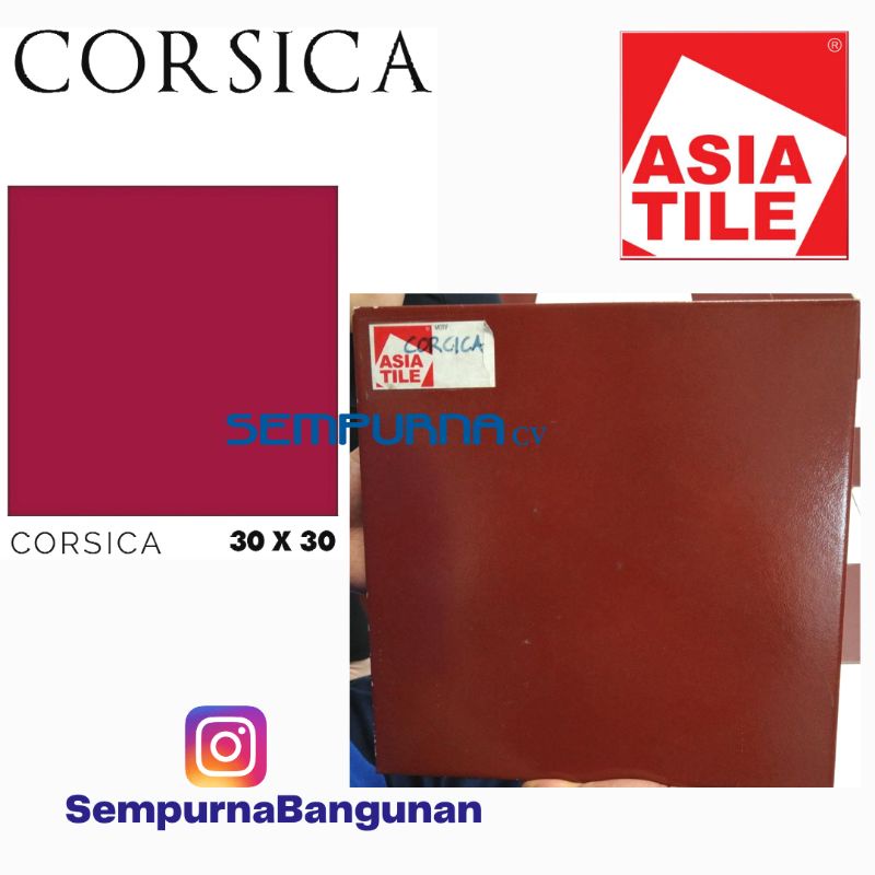 Keramik ubin lantai dinding tembok merah maroon maron semi kilap glossy KW1 Asia Tile Corsica 30x30