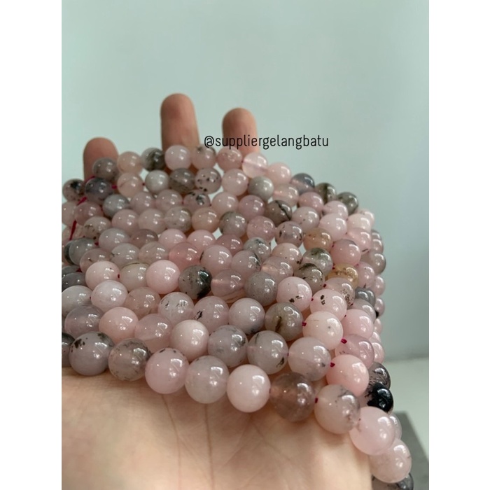 batu alam 10mm PINK rhodochrosite akik bahan natural rangkai aksesoris