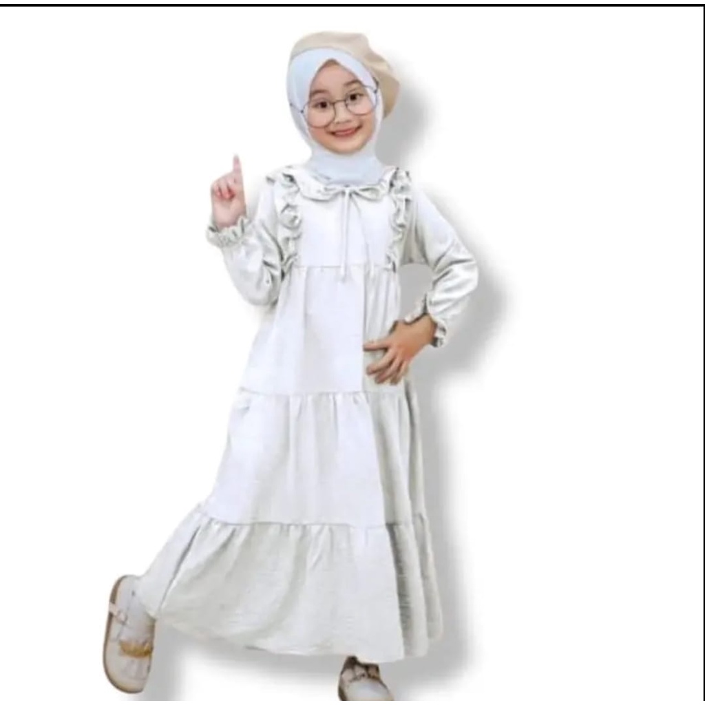 dres anak - syafa dres bahan crincle - gamis anak kekinian - gaun 3-12 tahun