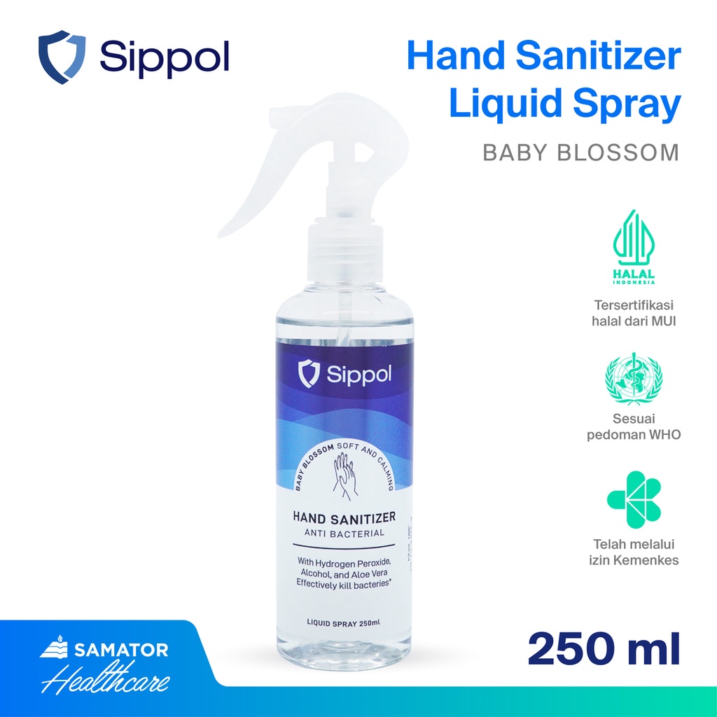 Sippol Hand Sanitizer Liquid Spray 250 ml (Baby Blossom)