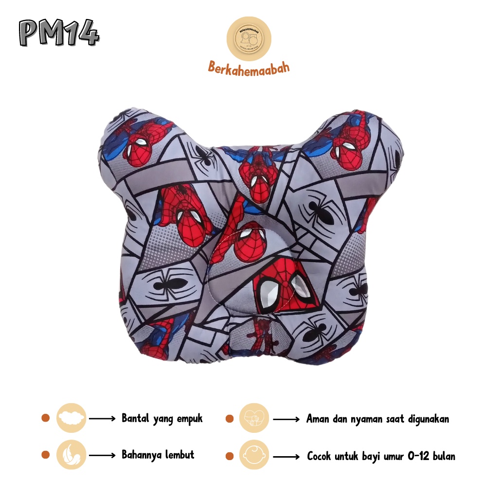 (SPIDERMAN) Bantal Bayi Anti Peyang Mickey Series | Bantal Bayi | Flat Head Prevention Pillow | Bantal Mickey Series