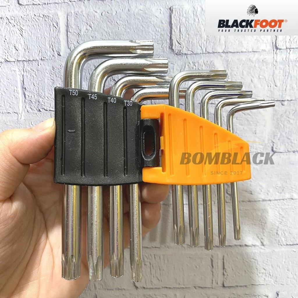 BLACKFOOT Kunci L Bintang Set 9 Pcs Pendek Lubang Star Hex Key Short