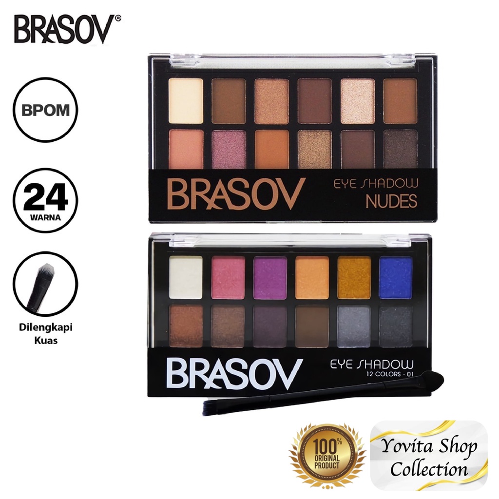 Brasov Eyeshadow Nude 12 Warna BPOM | Eyeshadow Make Up Palette