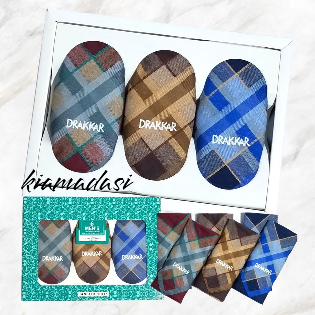 Saputangan Pria Bahan Katun 1box isi 6pcs Gift Hadiah Ready Stock