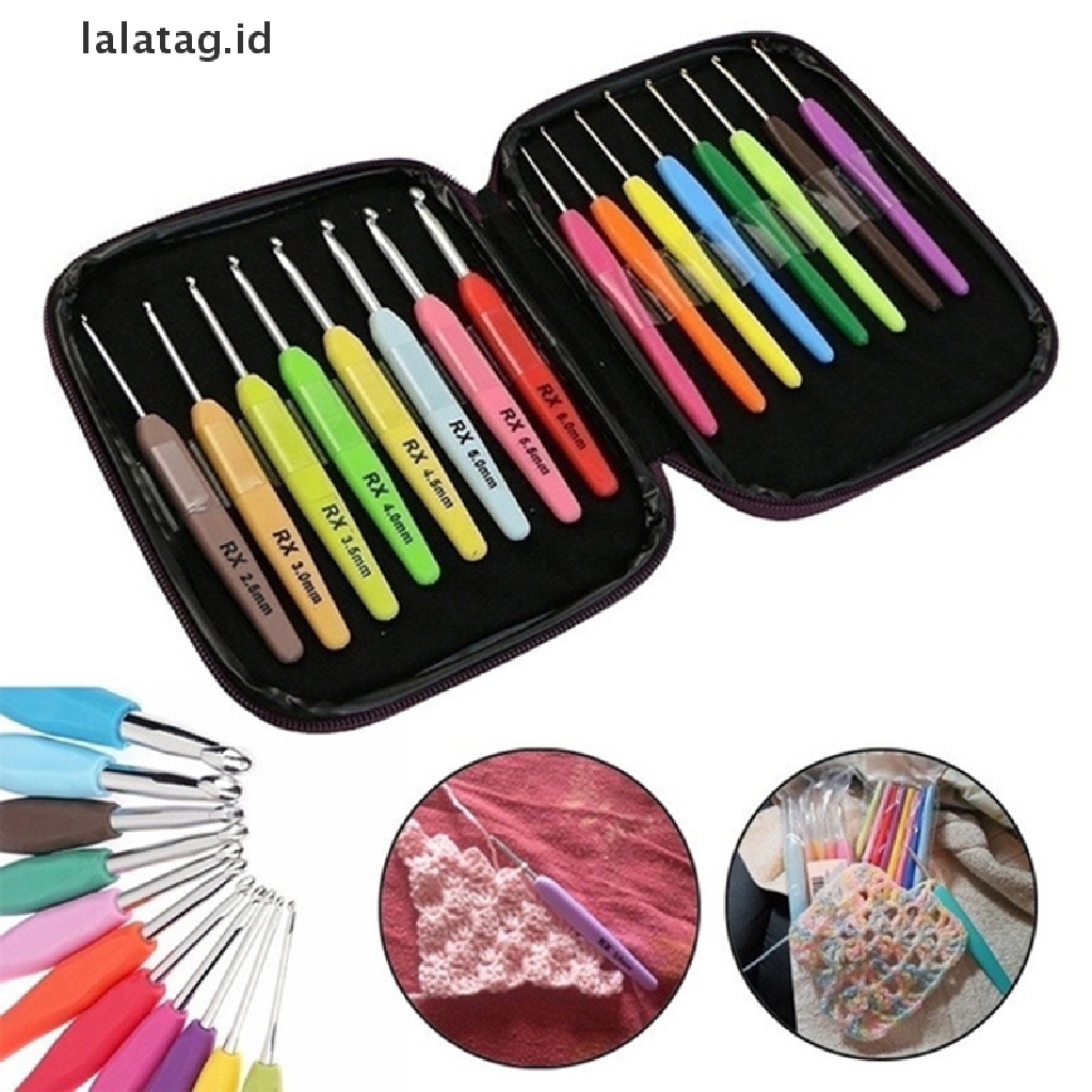 [lalatag] 8/16pcs Benang Kait Crochet Berwarna Bahan Aluminium Knitg s Set Tool Kit Dengan B [ID]