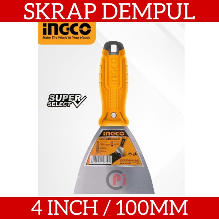 INGCO HPUT686100 Skrap Dempul Putty Knife Kape Gagang Fiber 4 Inch