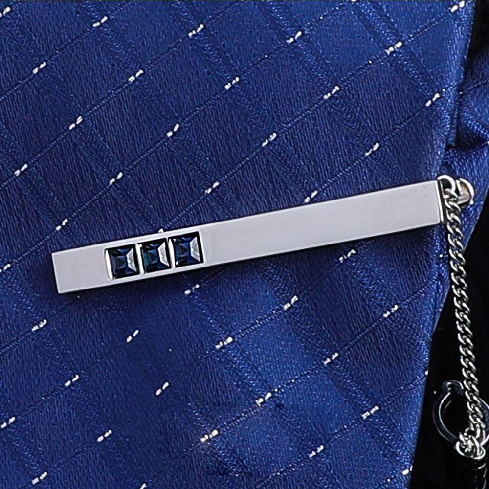 Agustina Pria Kerah Klip Trendi Elegan Fashion Perhiasan Pakaian Non- Cedera Mencegah Paparan Rumbai Bermutu Tinggi Kristal Dasi Klip