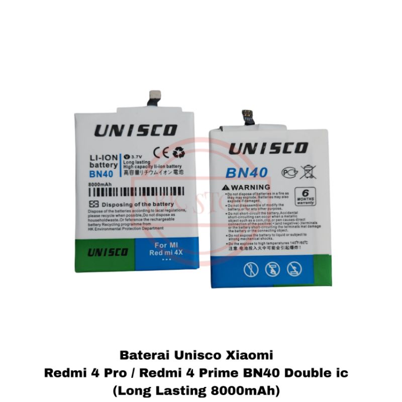 BATERAI BATTERY UNISCO XIAOMI REDMI 4 PRO / 4 PRIME BN40 DOUBLE POWER