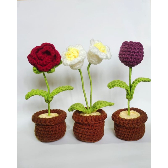 Crochet mini flower / bunga rajut / hiasan meja / bunga rajut mini hiasan meja