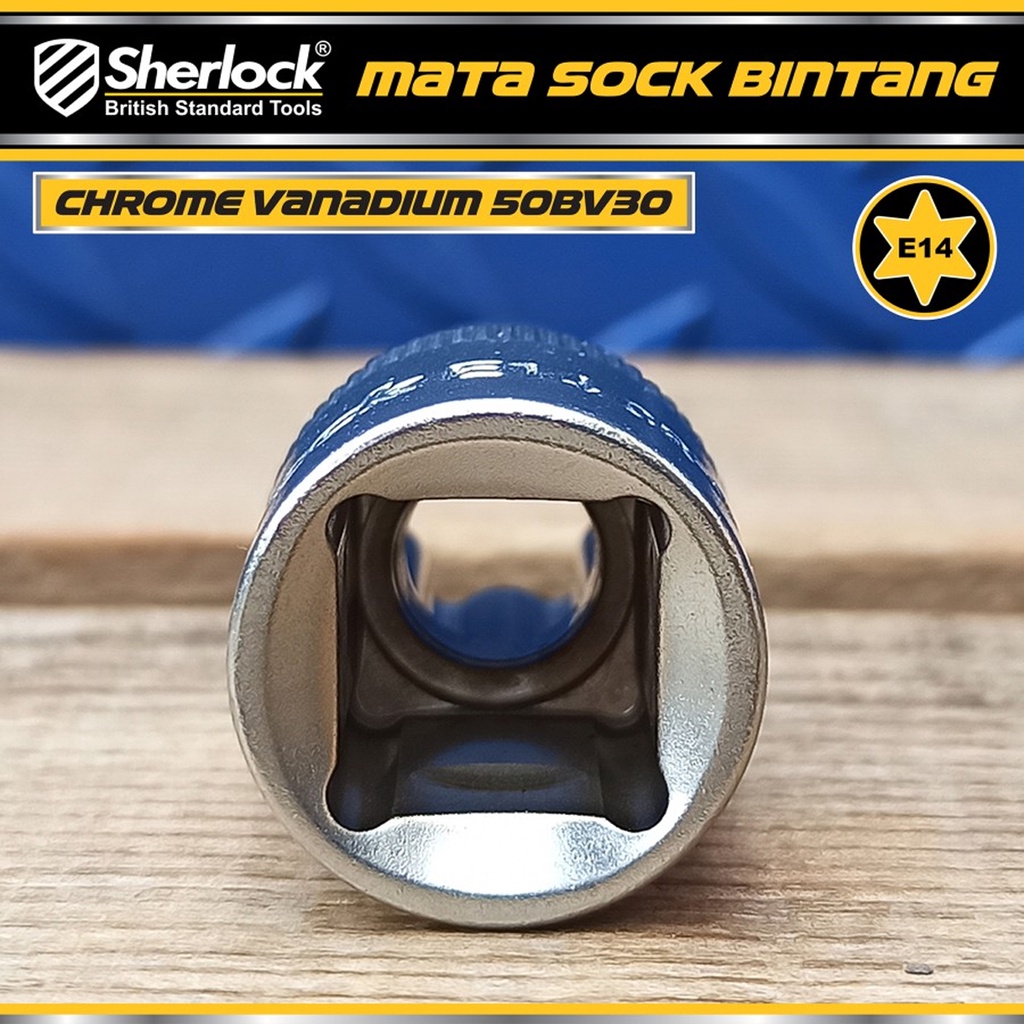 Kunci Shock Bintang Sok E14 1/2 inch Drive Star Socket Sherlock