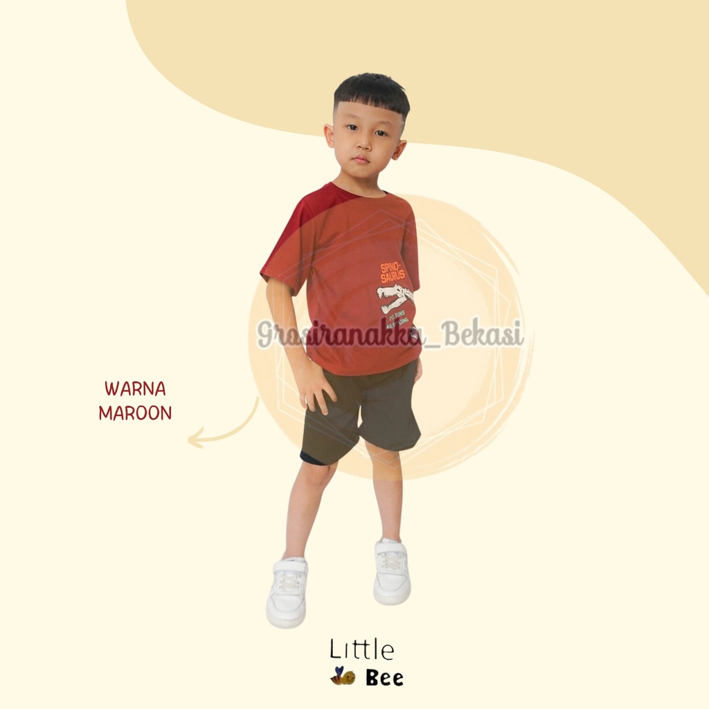 Setelan Anak Cowok Oman LittleBee Warna Maroon Size 1-5 tahun