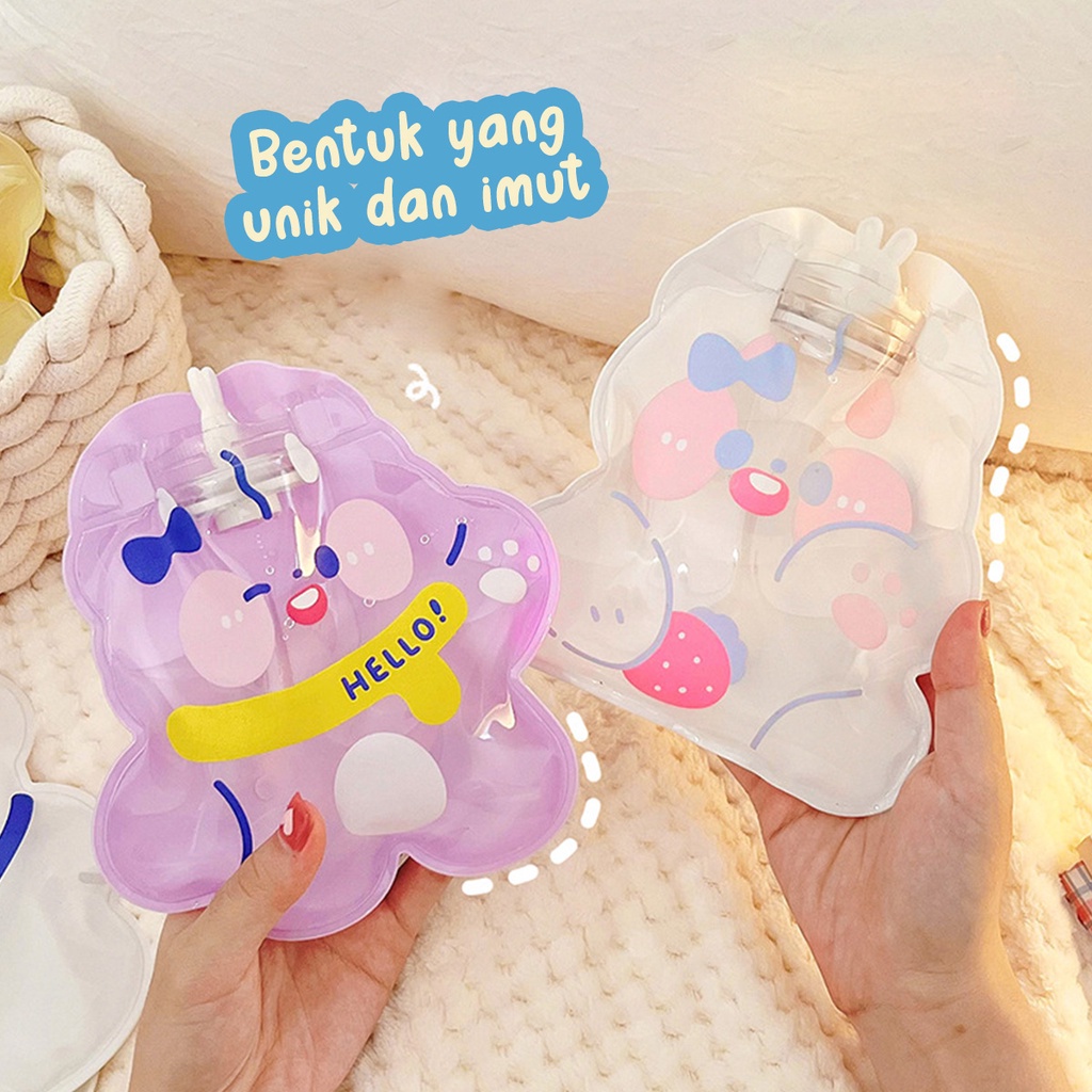 Kantong Kompres Air Panas Penghangat Pereda Nyeri Haid Portable Bahan Tebal Motif Kartun Lucu MX-5009