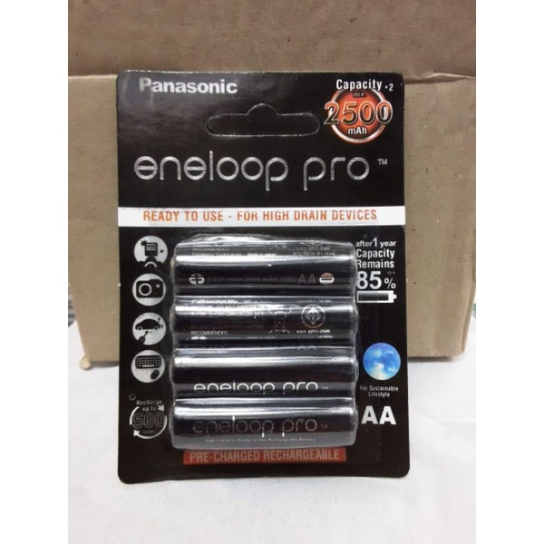 baterai +kotak baterai Charger  Panasonic Eneloop pro AA / A2 1 pcs 4 2500Mah 1.2V buat fles camera/mic/mainan &amp; dll