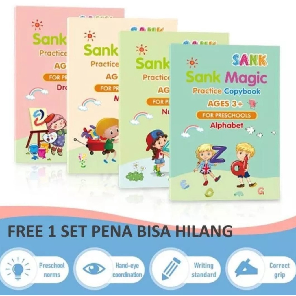 

Buku Belajar Menulis Anak Sank Sank Magic 1 SET ISI 4 BUKU Ajaib Practice Book-Buku Belajar Edukasi Anak Balita Buku Belajar Menulis 1 Set 4 Buku + Pen + Refiil Pen
