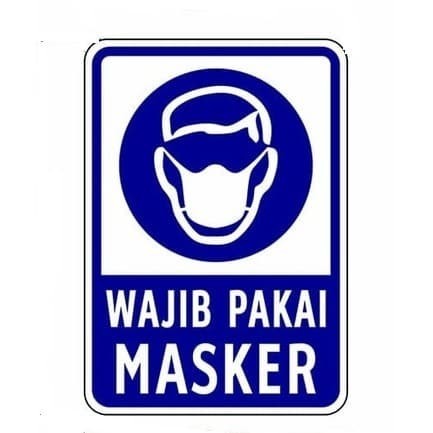 

sign stiker wajib pakai masker / sticker wajib masker rambu peringatan - 15x20