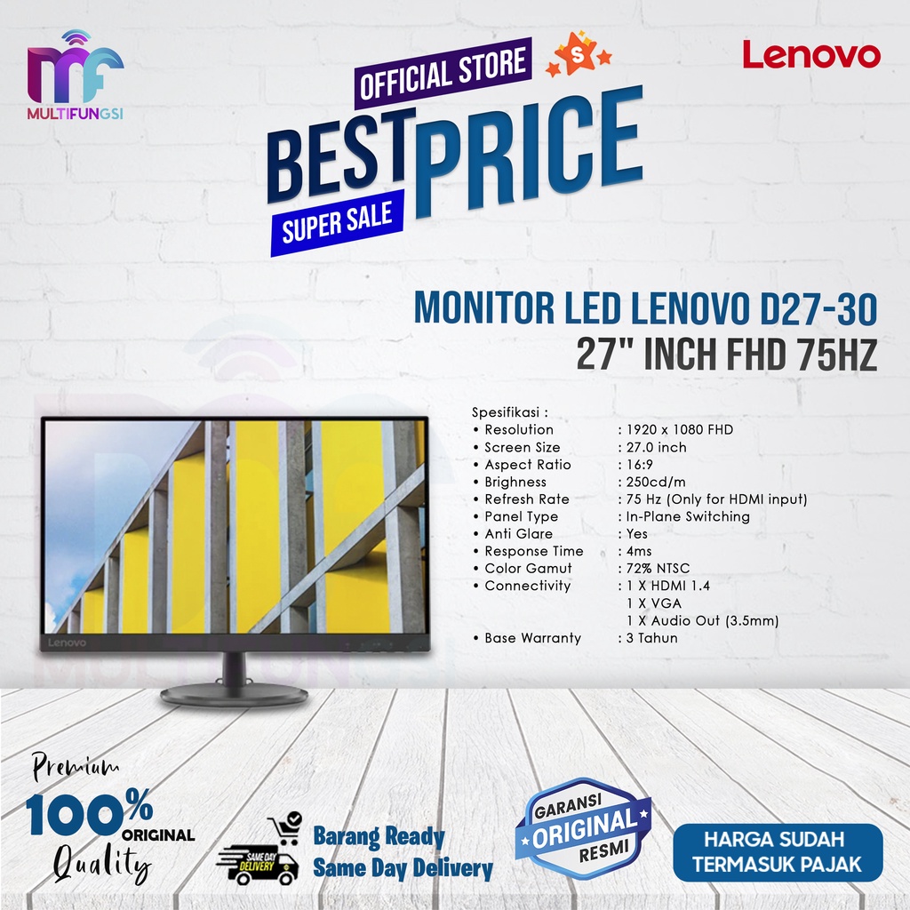 MONITOR LED LENOVO D27-30 27&quot; 75hz