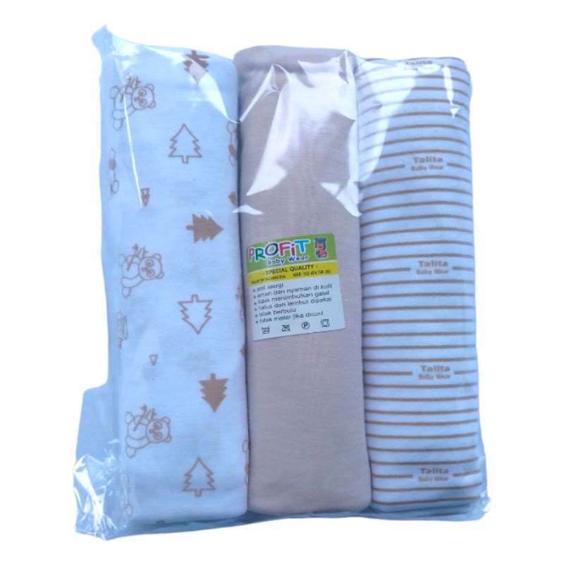 3 Pcs Bedong Pernel Bayi Bahan Kaos Seri Coklat 90×110 CM